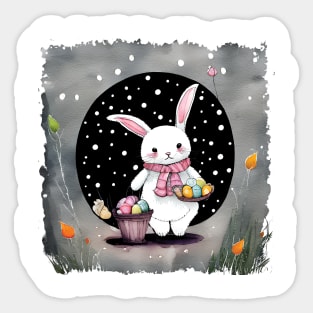 Easter Day Cute Bunny with eggs Sticker